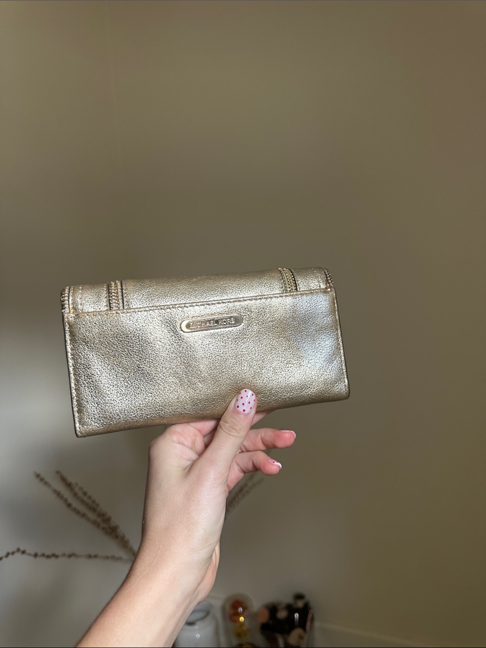 Michael Kors Metallic Gold Leather Clutch Wallet